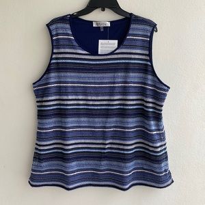 Kasper Crochet Stripe U Neck Tank Top